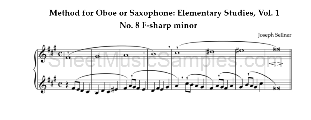 Method for Oboe or Saxophone: Elementary Studies, Vol. 1 - No. 8 F-sharp minor