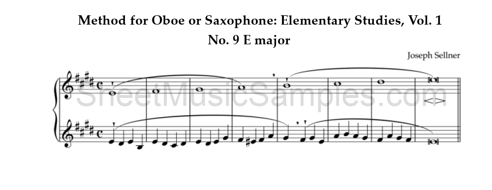 Method for Oboe or Saxophone: Elementary Studies, Vol. 1 - No. 9 E major