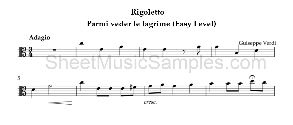 Rigoletto - Parmi veder le lagrime (Easy Level)