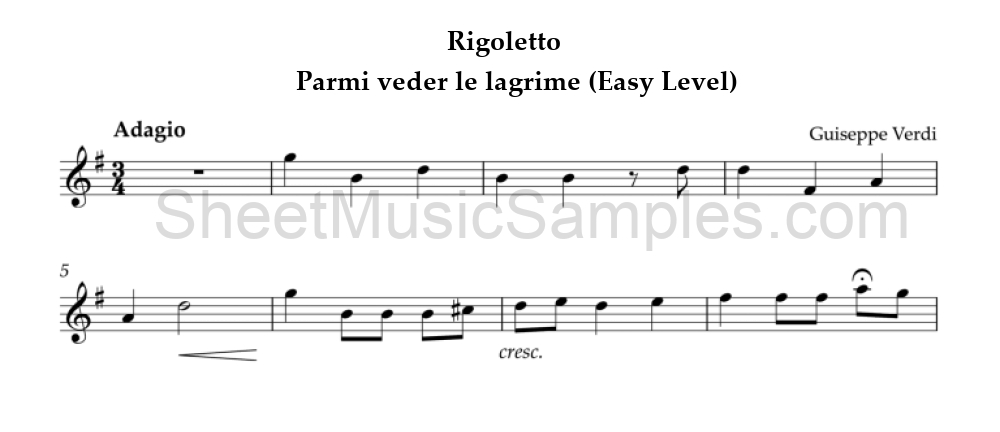 Rigoletto - Parmi veder le lagrime (Easy Level)