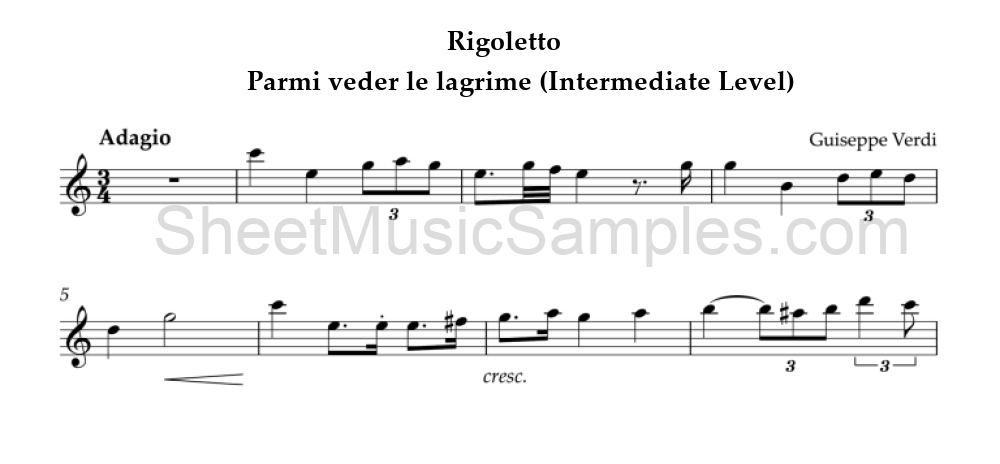 Rigoletto - Parmi veder le lagrime (Intermediate Level)