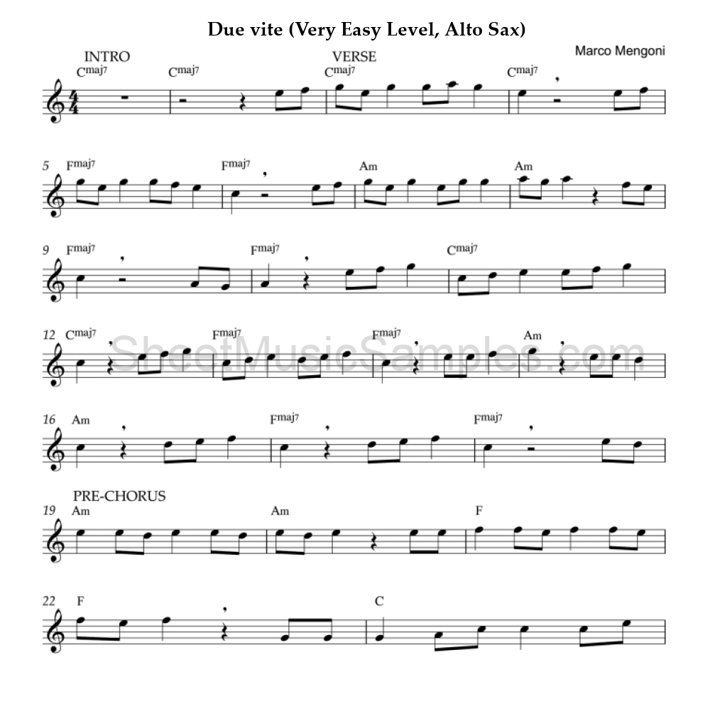 Due vite (Very Easy Level, Alto Sax)