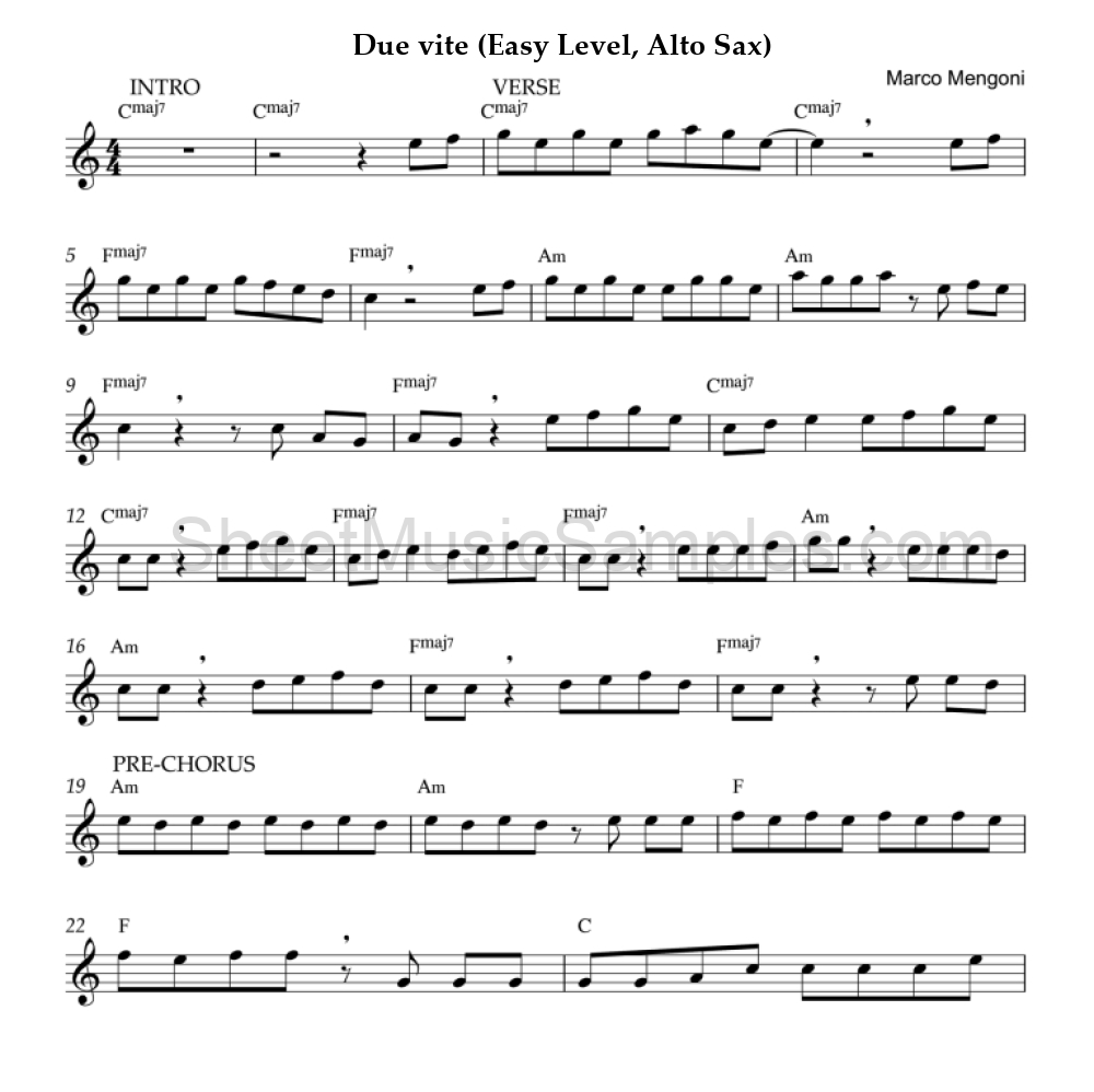 Due vite (Easy Level, Alto Sax)