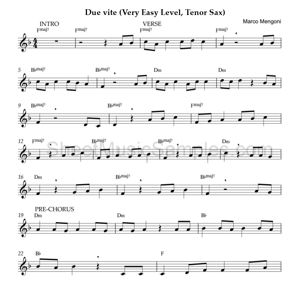 Due vite (Very Easy Level, Tenor Sax)