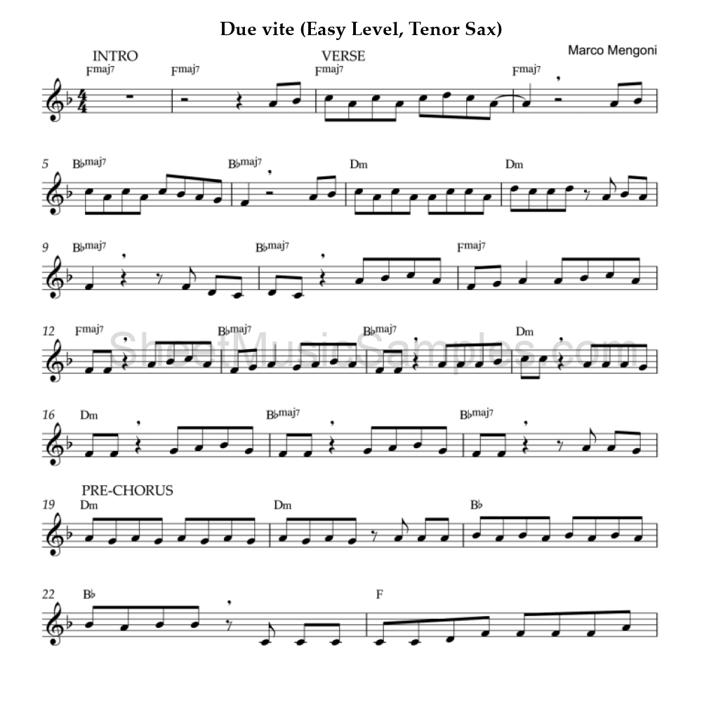 Due vite (Easy Level, Tenor Sax)