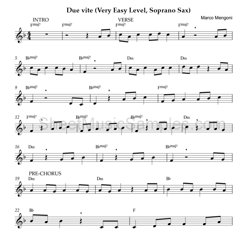 Due vite (Very Easy Level, Soprano Sax)