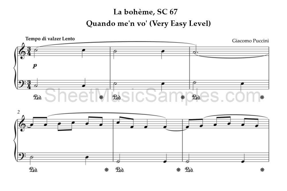 La bohème, SC 67 - Quando me'n vo' (Very Easy Level)