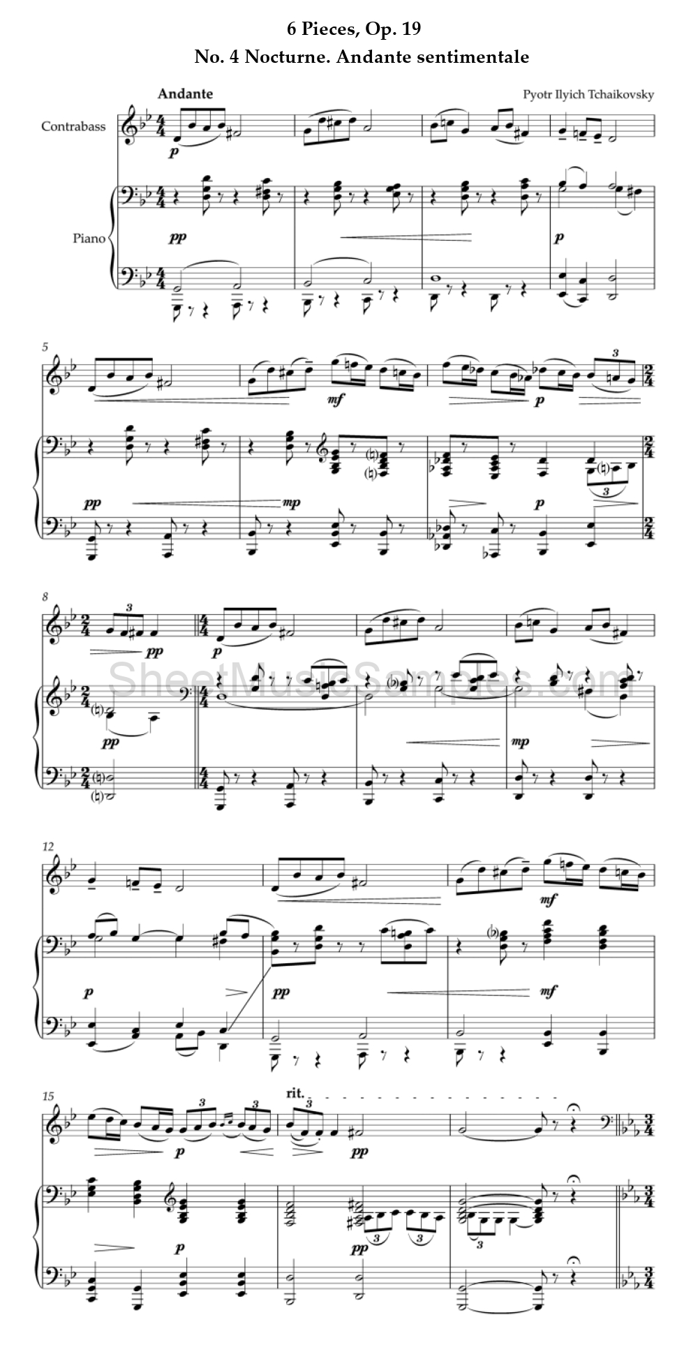 6 Pieces, Op. 19 - No. 4 Nocturne. Andante sentimentale