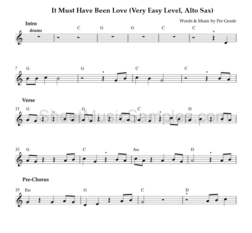 It Must Have Been Love (Very Easy Level, Alto Sax)