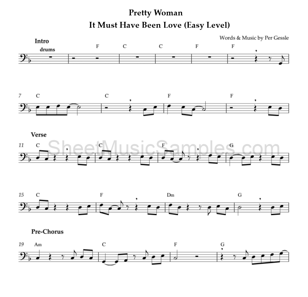 Pretty Woman - It Must Have Been Love (Easy Level)