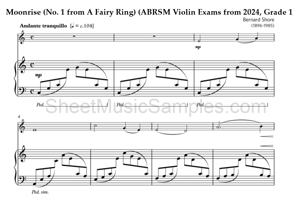 Moonrise (No. 1 from A Fairy Ring) (ABRSM Violin Exams from 2024, Grade 1, B:1)