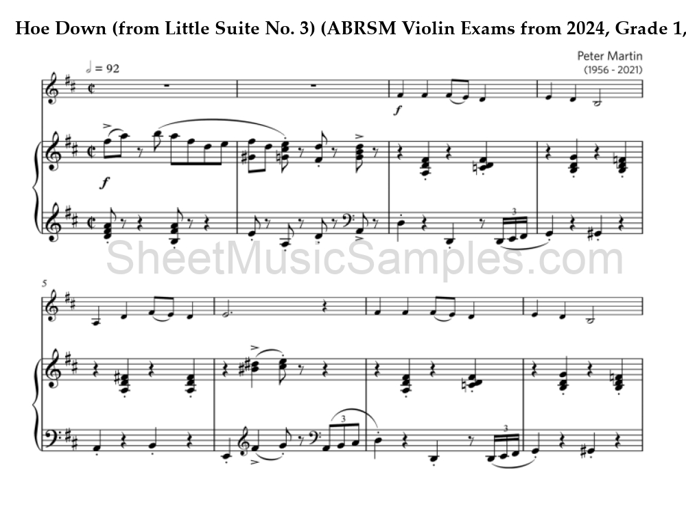 Hoe Down (from Little Suite No. 3) (ABRSM Violin Exams from 2024, Grade 1, C:2)