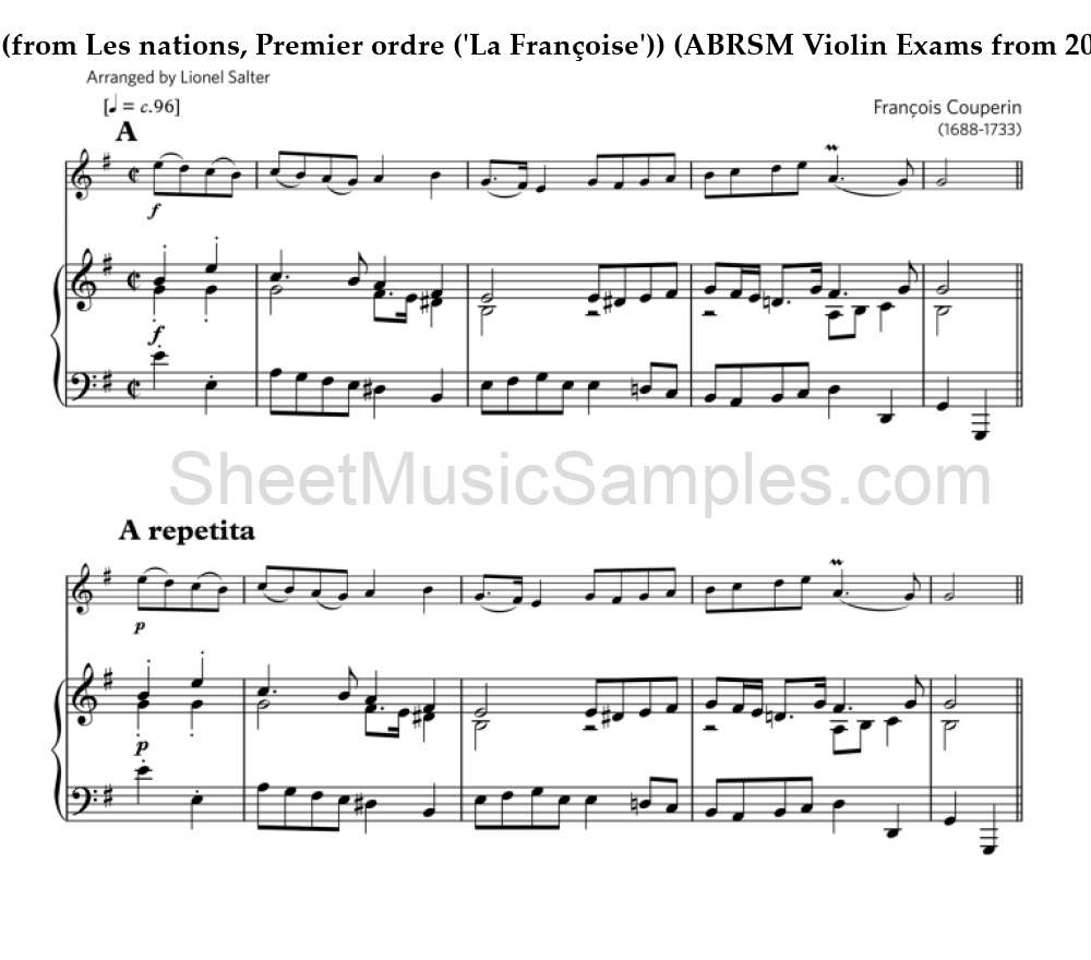 Gavotte (from Les nations, Premier ordre ('La Françoise')) (ABRSM Violin Exams from 2024, Grade 2, A:2)