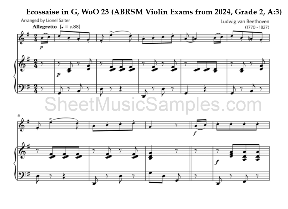 Ecossaise in G, WoO 23 (ABRSM Violin Exams from 2024, Grade 2, A:3)