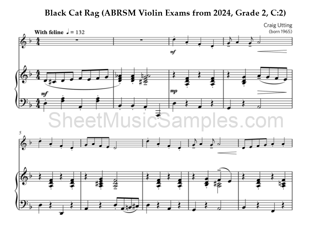 Black Cat Rag (ABRSM Violin Exams from 2024, Grade 2, C:2)