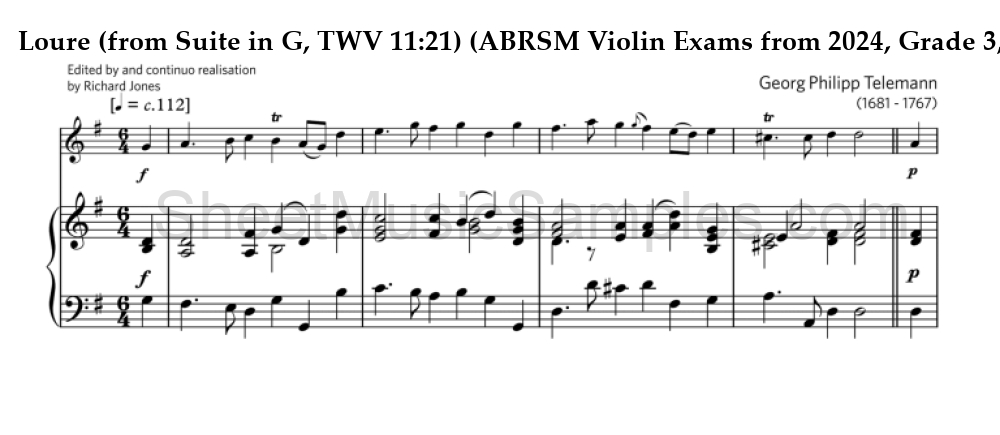 Loure (from Suite in G, TWV 11:21) (ABRSM Violin Exams from 2024, Grade 3, A:2)