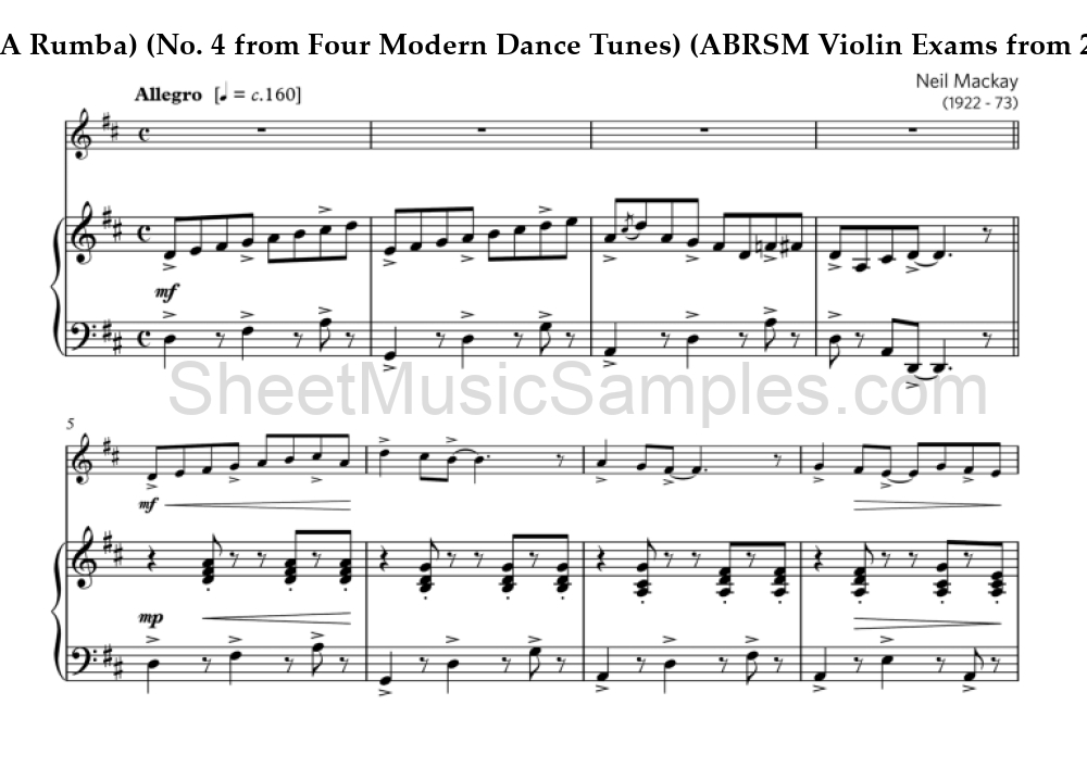 Rebecca (A Rumba) (No. 4 from Four Modern Dance Tunes) (ABRSM Violin Exams from 2024, Grade 3, C:2)