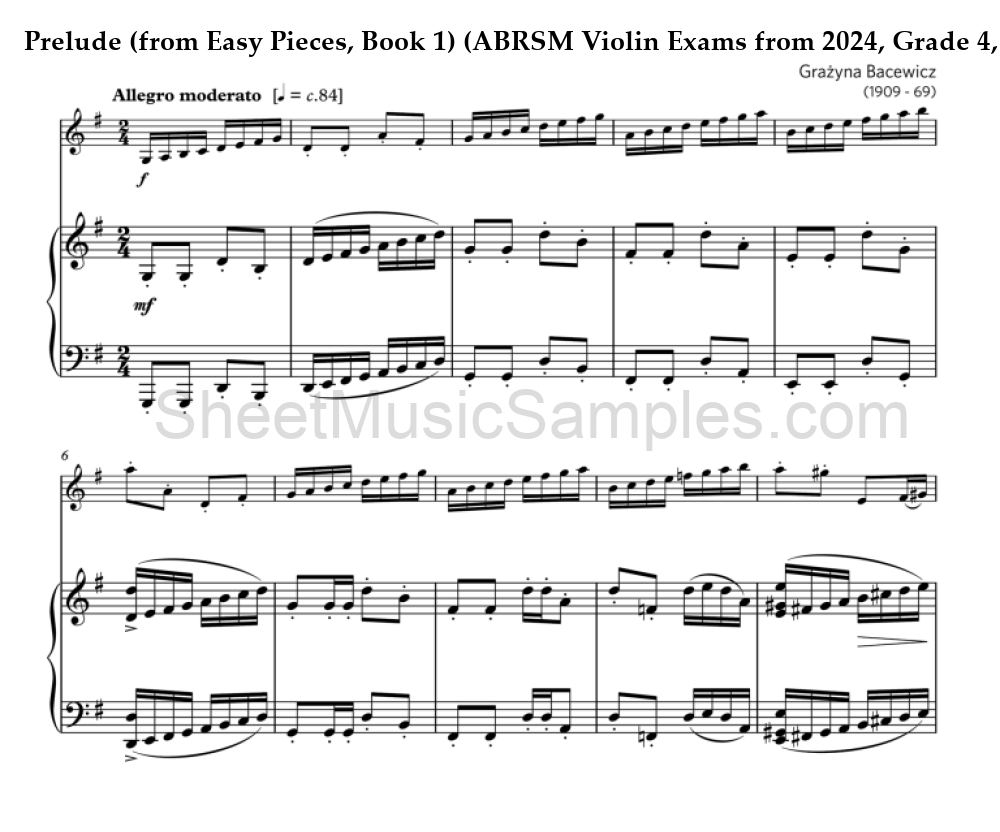 Prelude (from Easy Pieces, Book 1) (ABRSM Violin Exams from 2024, Grade 4, A:1)