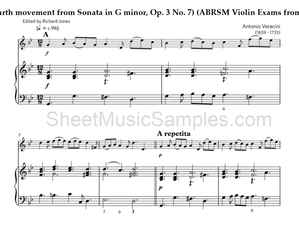 Vivace (Fourth movement from Sonata in G minor, Op. 3 No. 7) (ABRSM Violin Exams from 2024, Grade 4, A:3)