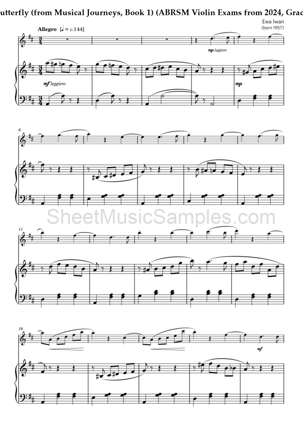 Butterfly (from Musical Journeys, Book 1) (ABRSM Violin Exams from 2024, Grade 4, C:1)