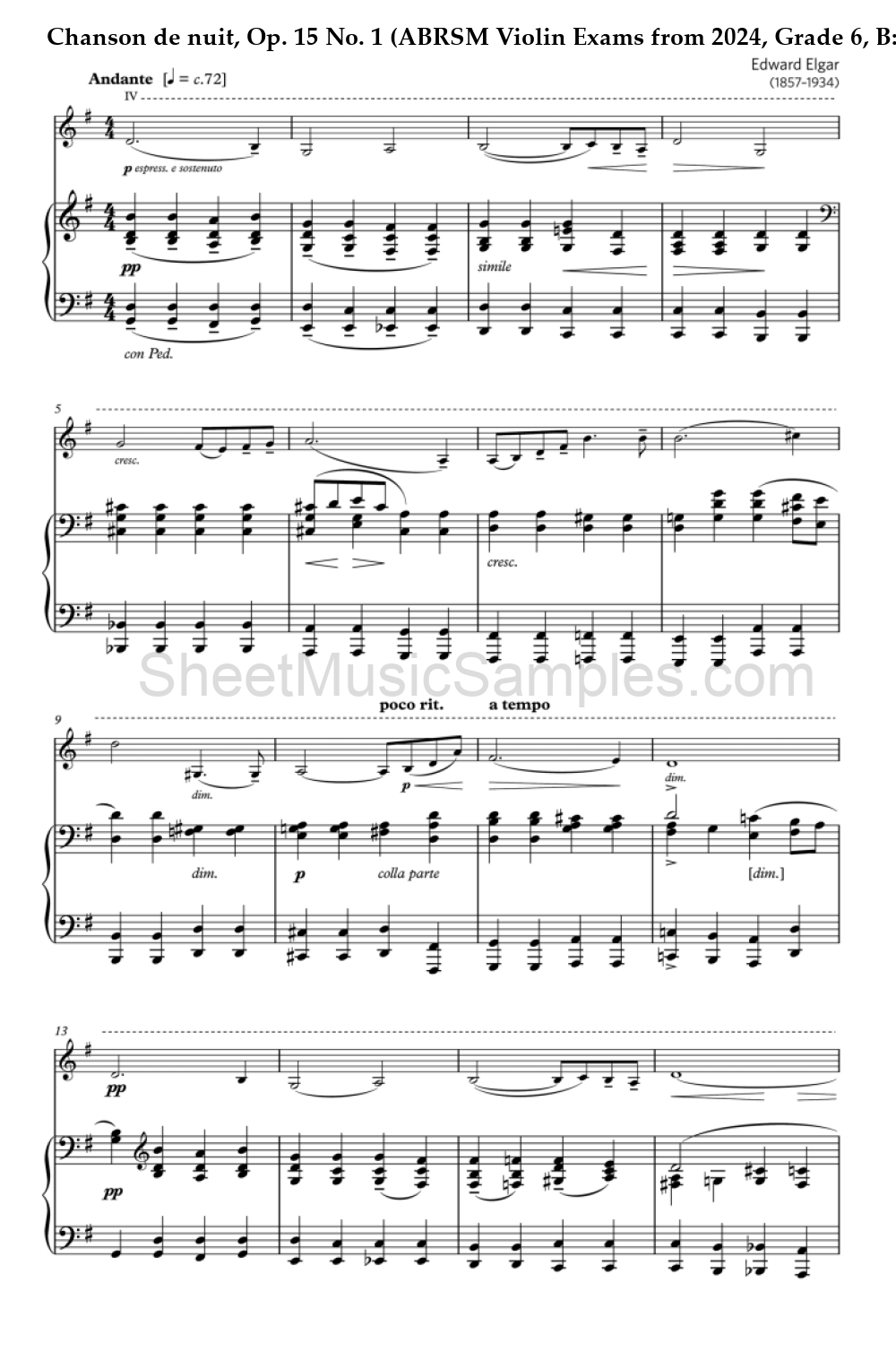 Chanson de nuit, Op. 15 No. 1 (ABRSM Violin Exams from 2024, Grade 6, B:2)