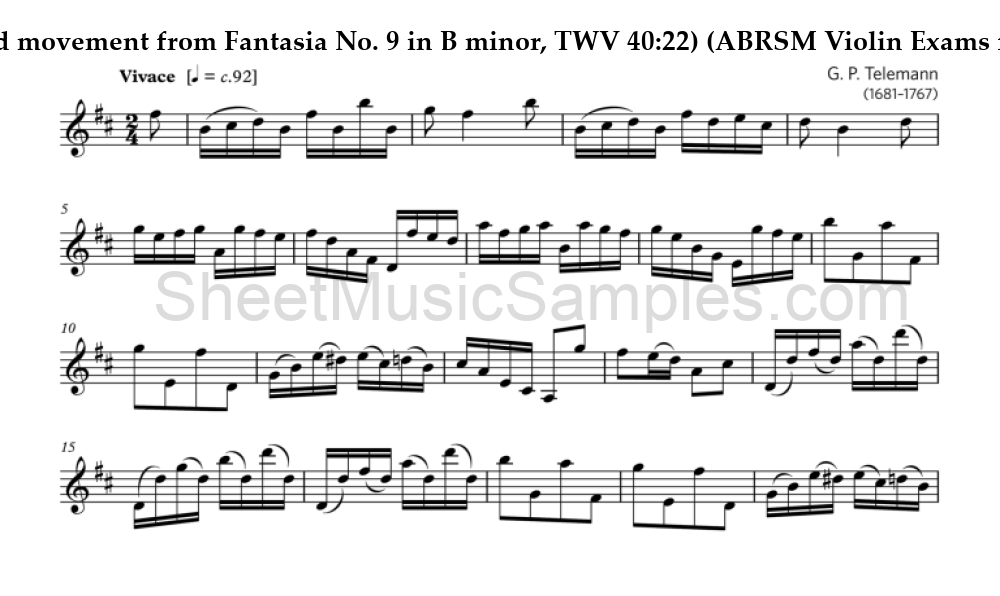 Vivace (Second movement from Fantasia No. 9 in B minor, TWV 40:22) (ABRSM Violin Exams from 2024, Grade 7, A:3)