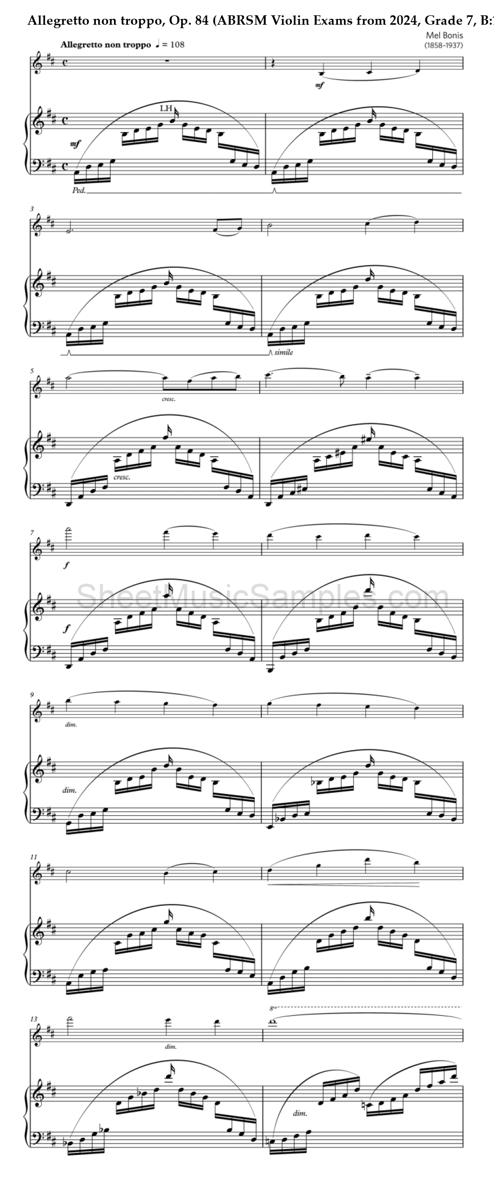 Allegretto non troppo, Op. 84 (ABRSM Violin Exams from 2024, Grade 7, B:1)