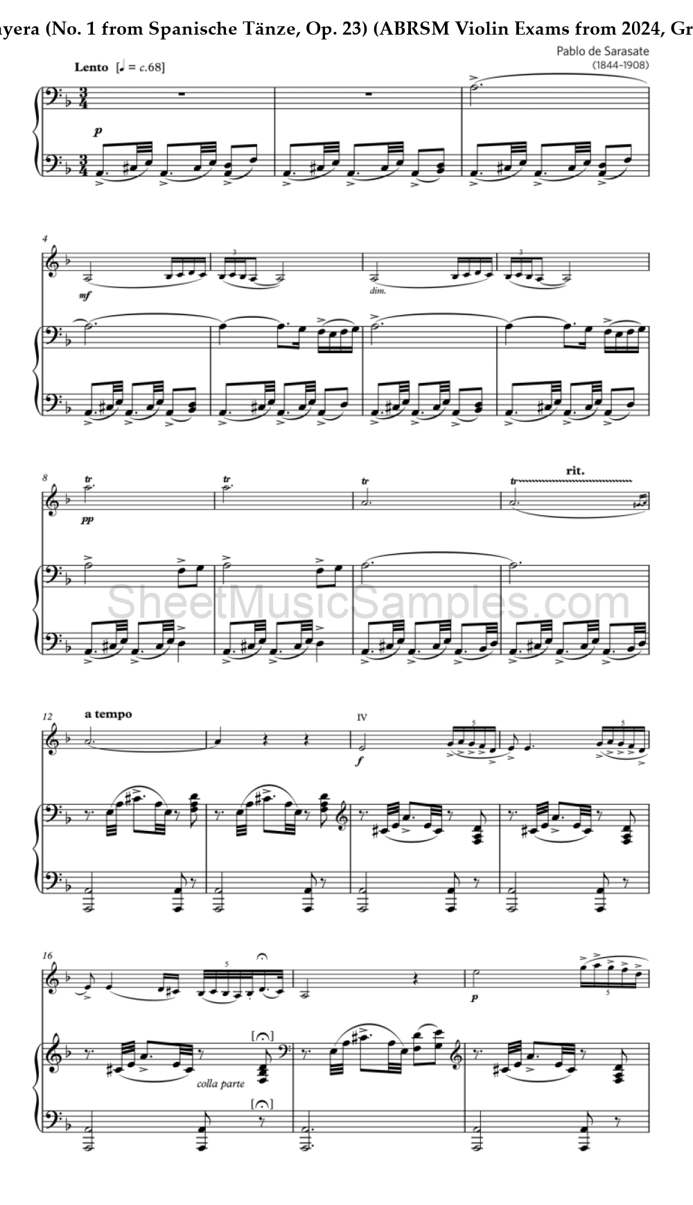 Playera (No. 1 from Spanische Tänze, Op. 23) (ABRSM Violin Exams from 2024, Grade 7, B:2)