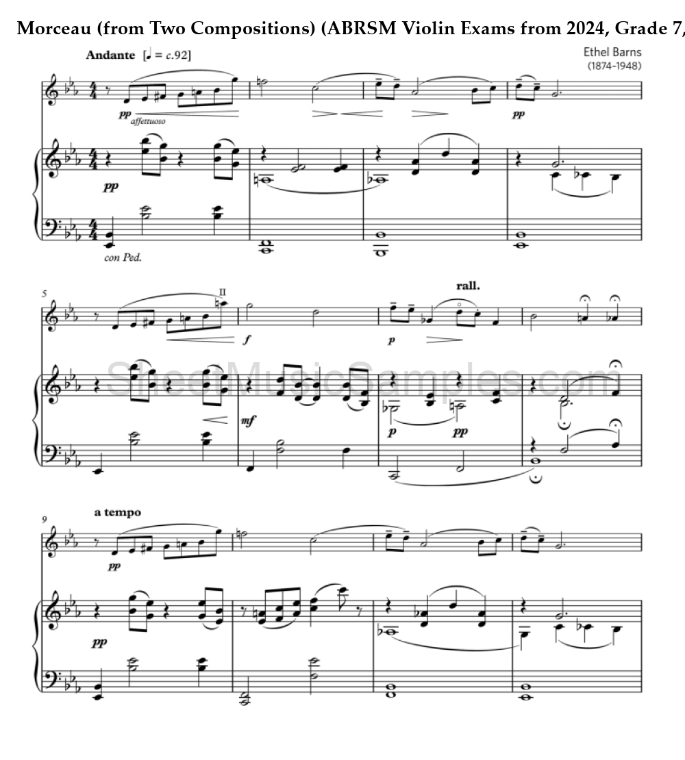 Morceau (from Two Compositions) (ABRSM Violin Exams from 2024, Grade 7, B:3)