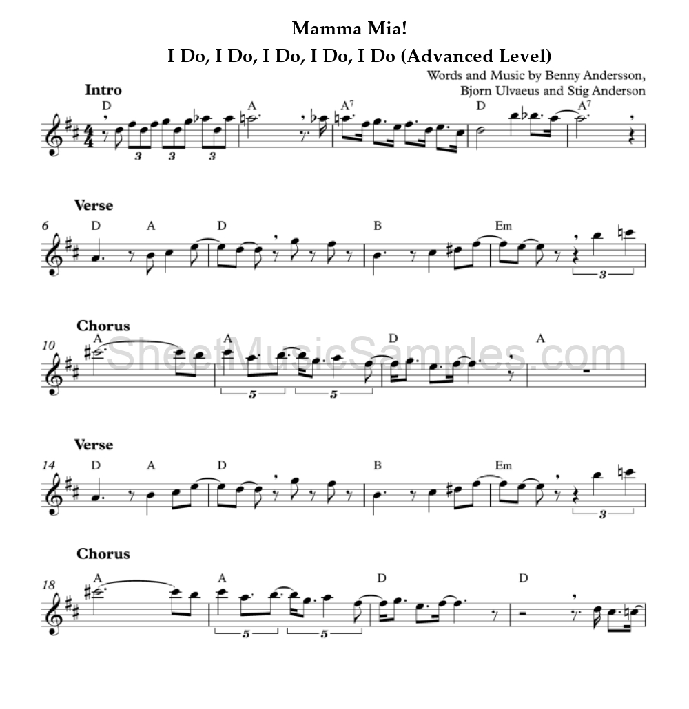 Mamma Mia! - I Do, I Do, I Do, I Do, I Do (Advanced Level)