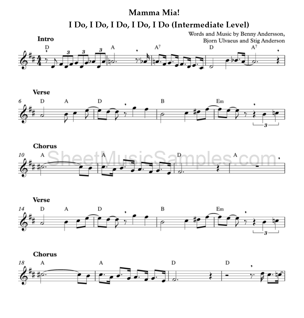 Mamma Mia! - I Do, I Do, I Do, I Do, I Do (Intermediate Level)