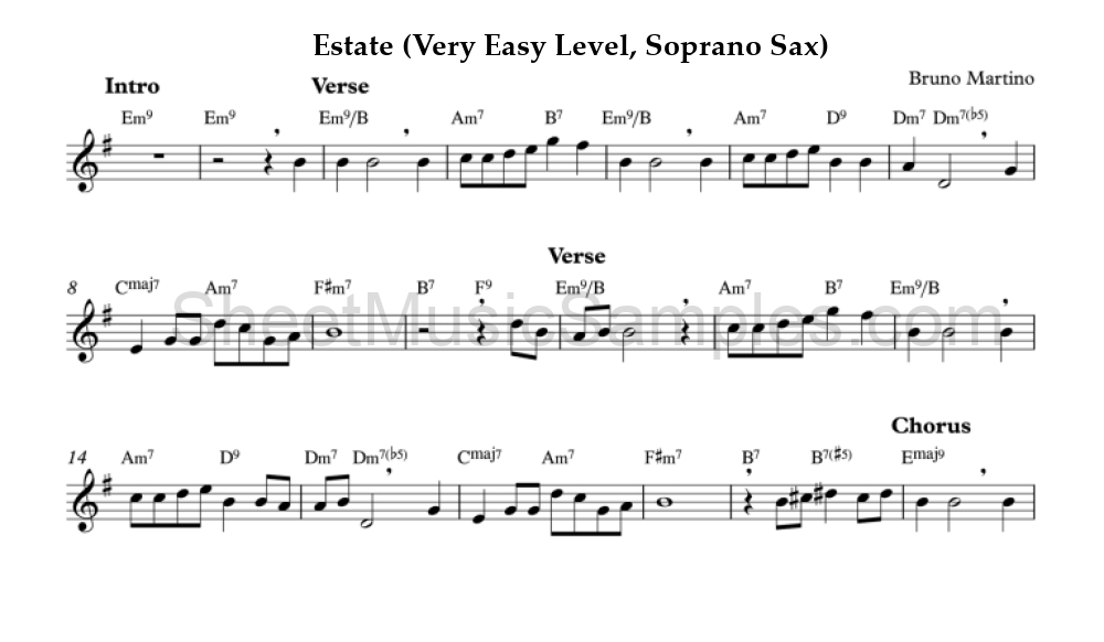 Estate (Very Easy Level, Soprano Sax)