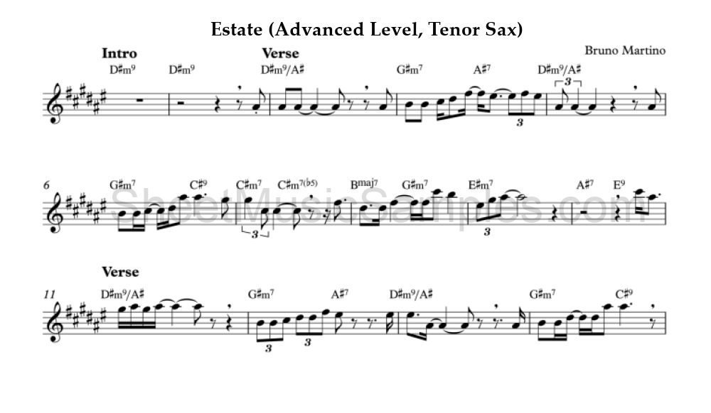 Estate (Advanced Level, Tenor Sax)