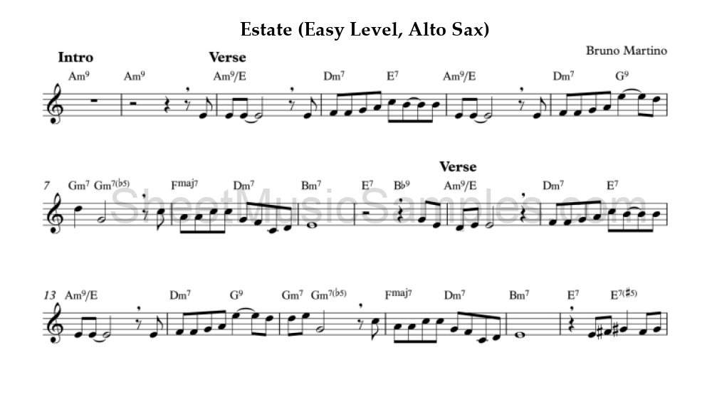 Estate (Easy Level, Alto Sax)