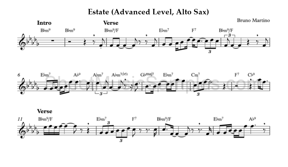 Estate (Advanced Level, Alto Sax)