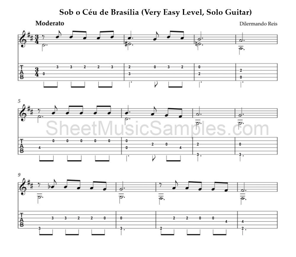 Sob o Céu de Brasília (Very Easy Level, Solo Guitar)