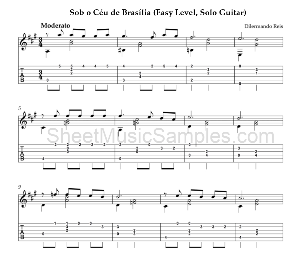 Sob o Céu de Brasília (Easy Level, Solo Guitar)