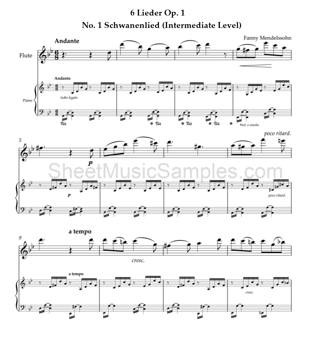 6 Lieder Op. 1 - No. 1 Schwanenlied (Intermediate Level)