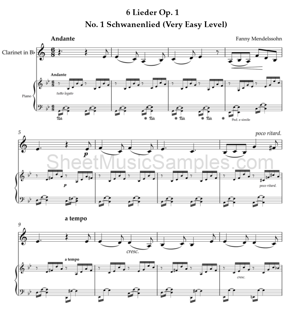 6 Lieder Op. 1 - No. 1 Schwanenlied (Very Easy Level)