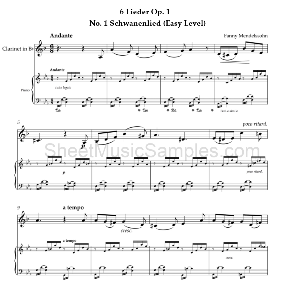 6 Lieder Op. 1 - No. 1 Schwanenlied (Easy Level)