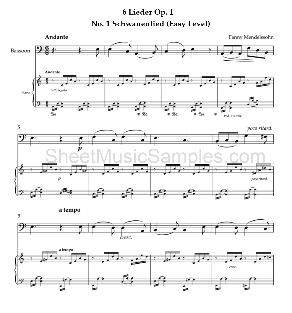 6 Lieder Op. 1 - No. 1 Schwanenlied (Easy Level)