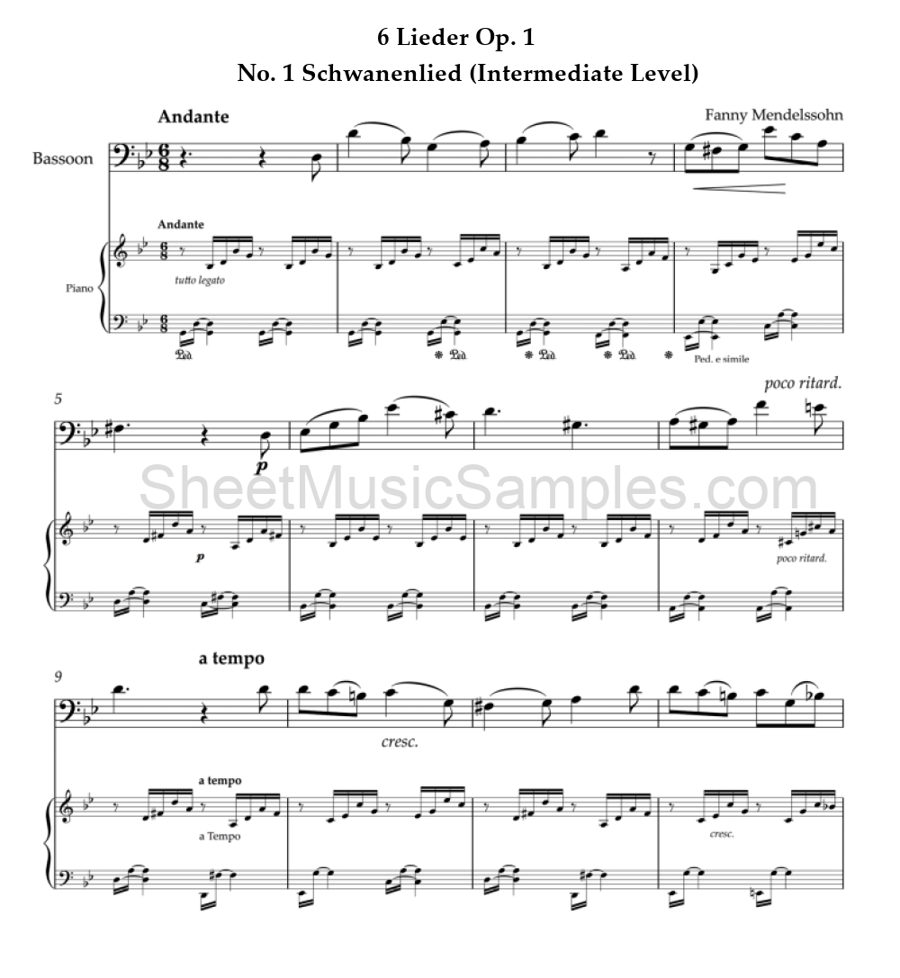 6 Lieder Op. 1 - No. 1 Schwanenlied (Intermediate Level)