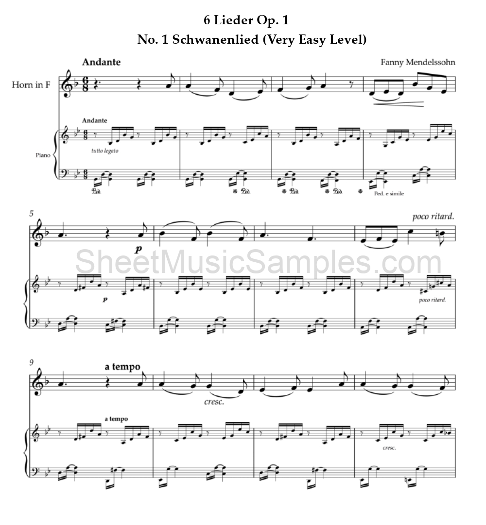 6 Lieder Op. 1 - No. 1 Schwanenlied (Very Easy Level)