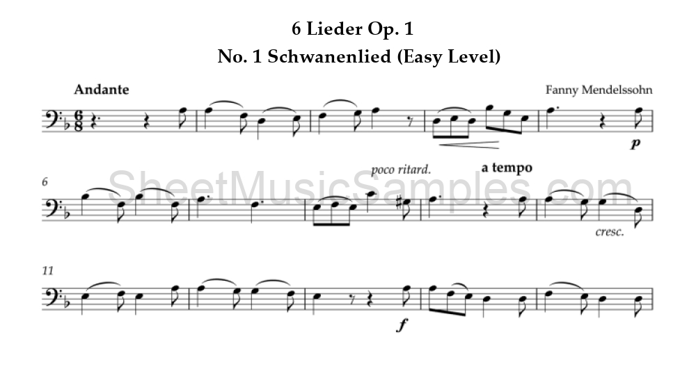 6 Lieder Op. 1 - No. 1 Schwanenlied (Easy Level)