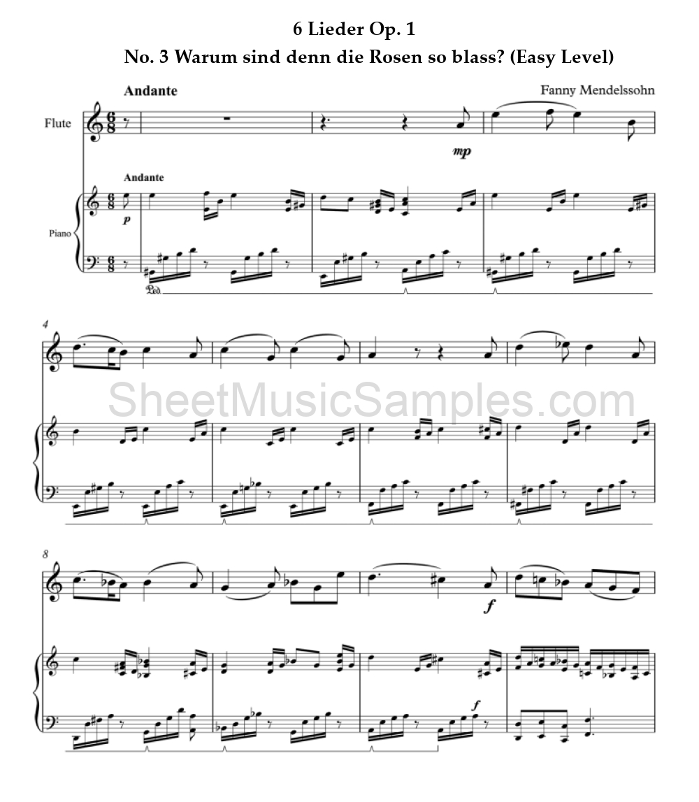 6 Lieder Op. 1 - No. 3 Warum sind denn die Rosen so blass? (Easy Level)