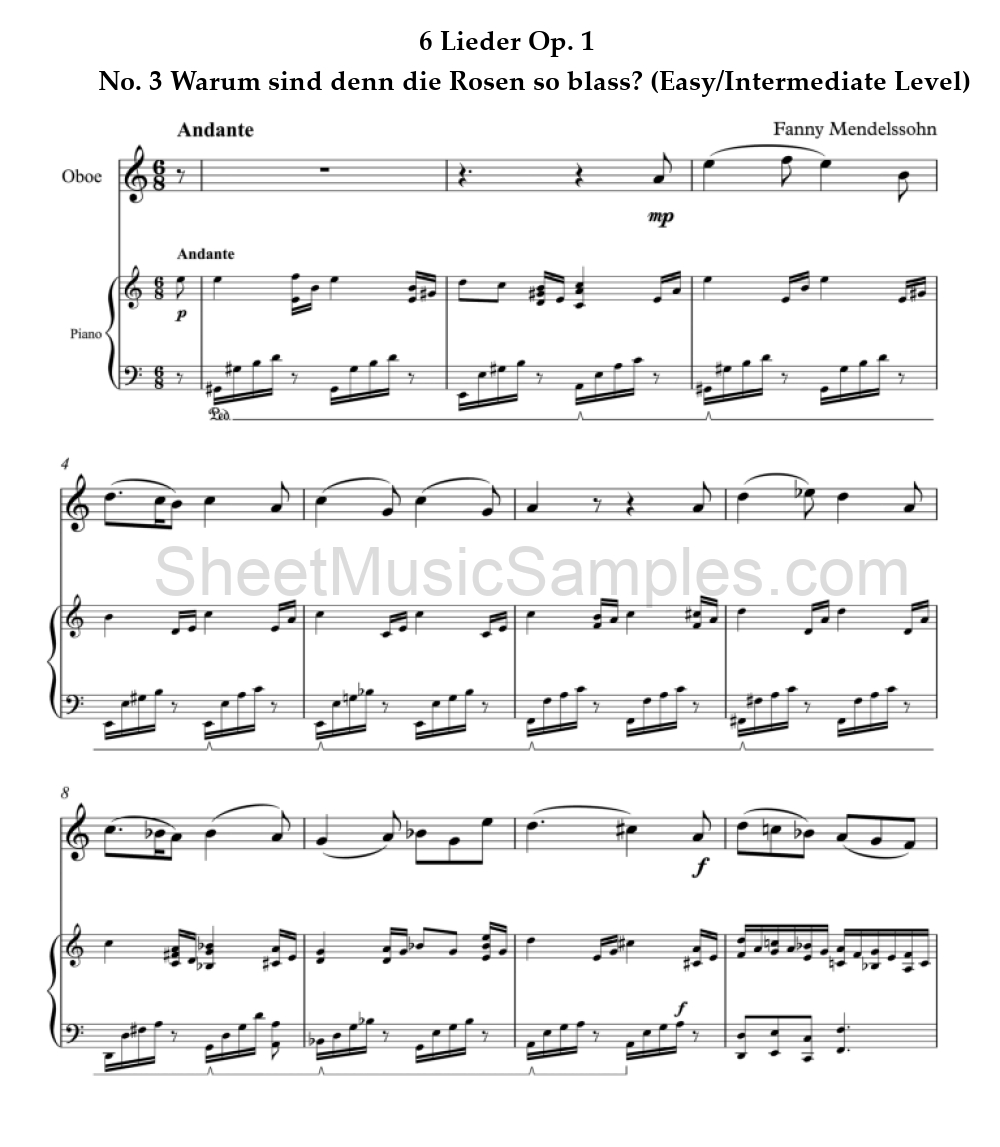 6 Lieder Op. 1 - No. 3 Warum sind denn die Rosen so blass? (Easy/Intermediate Level)