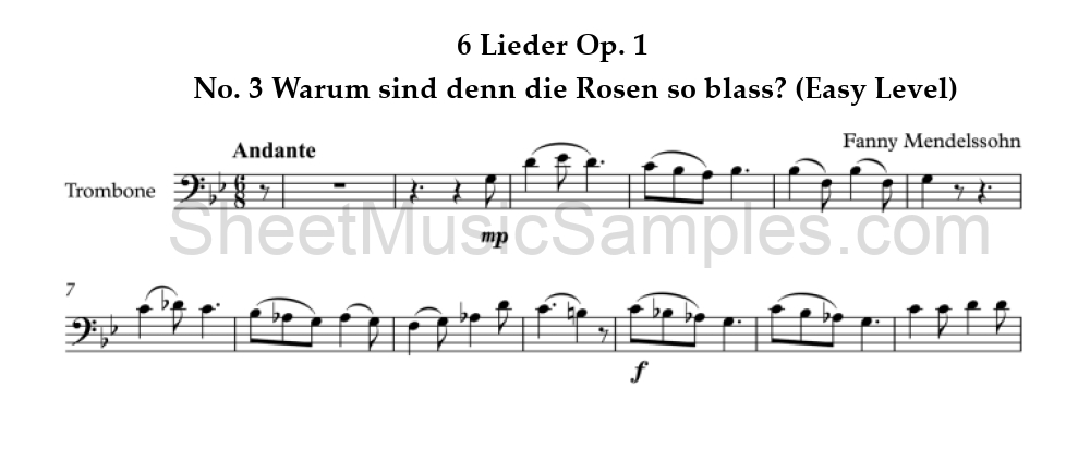 6 Lieder Op. 1 - No. 3 Warum sind denn die Rosen so blass? (Easy Level)