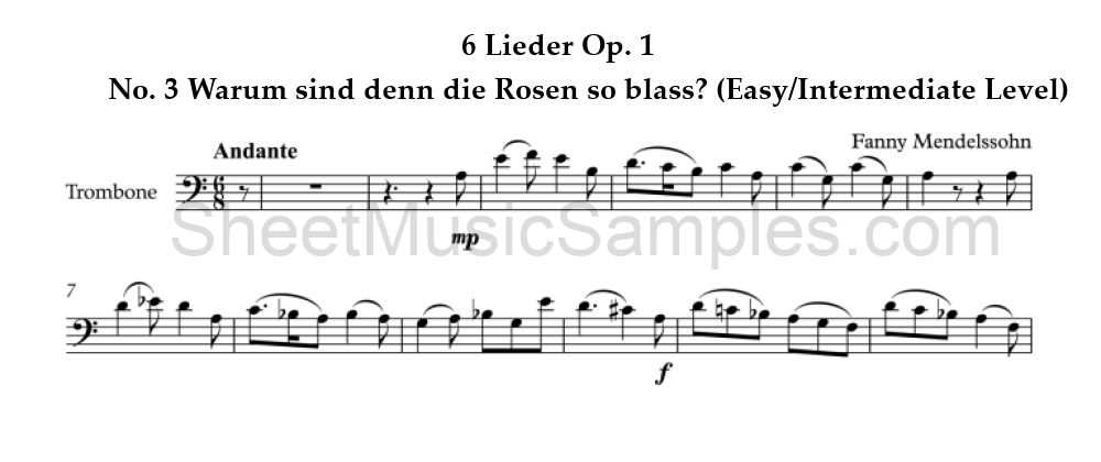 6 Lieder Op. 1 - No. 3 Warum sind denn die Rosen so blass? (Easy/Intermediate Level)