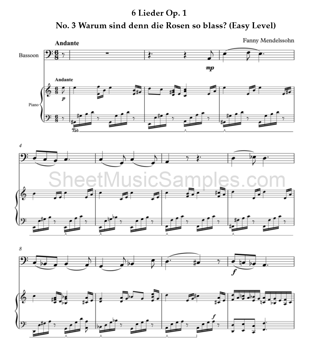 6 Lieder Op. 1 - No. 3 Warum sind denn die Rosen so blass? (Easy Level)