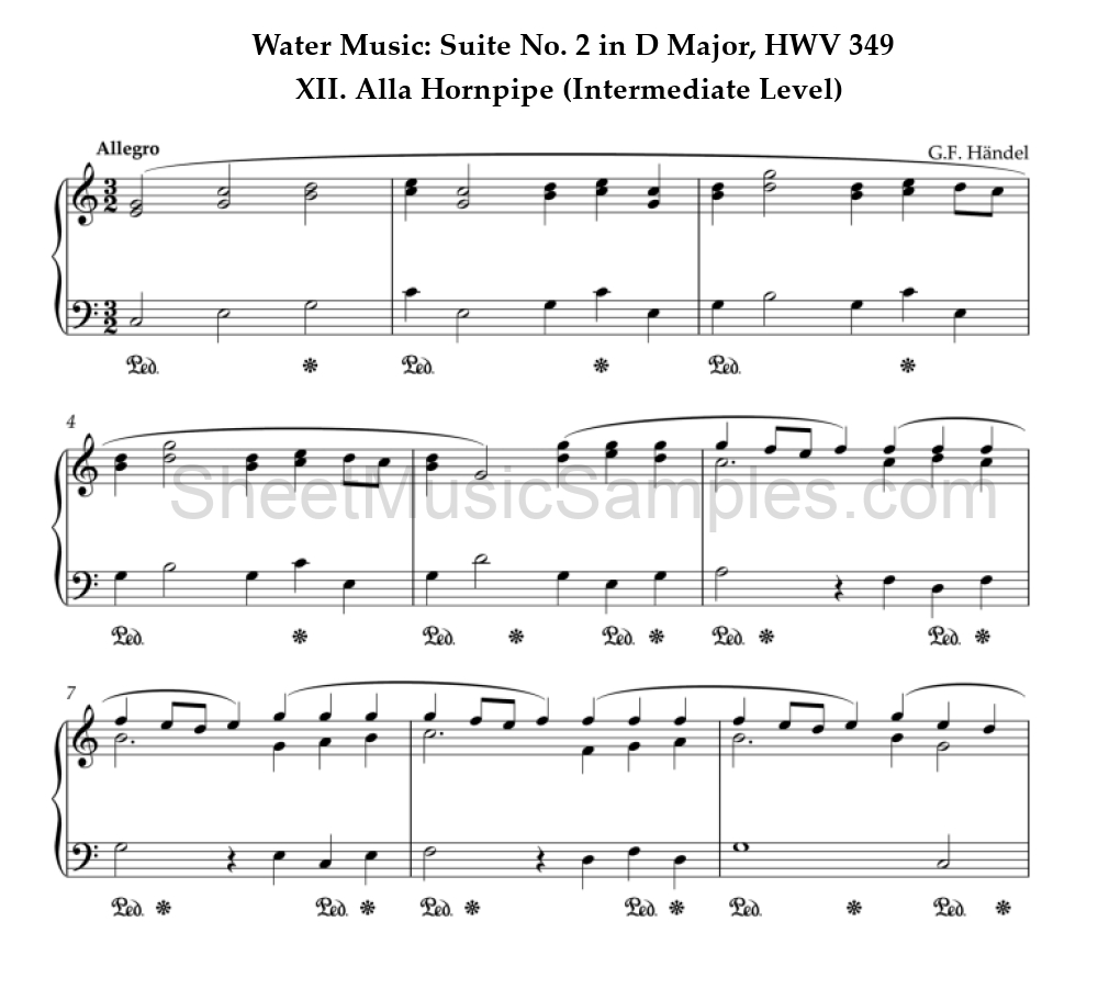 Water Music: Suite No. 2 in D Major, HWV 349 - XII. Alla Hornpipe (Intermediate Level)